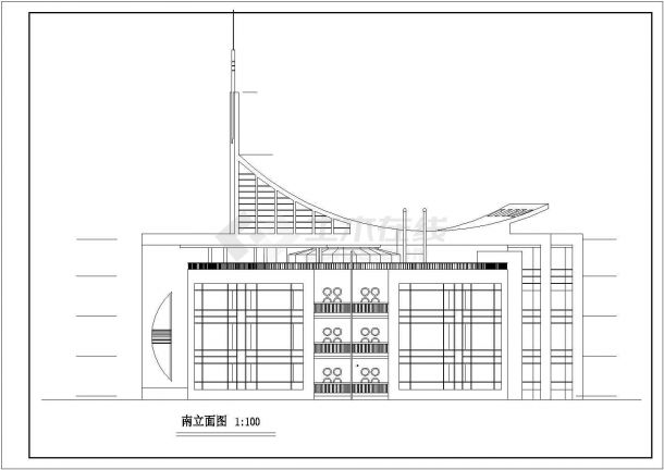 办公楼设计_西安市某大学附属幼儿园4层教学办公楼全套建筑设计CAD图纸-图一