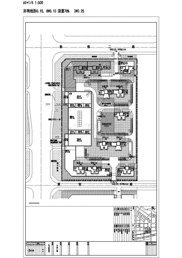 [西安]现代高层住宅带底商建筑设计施工图-图一