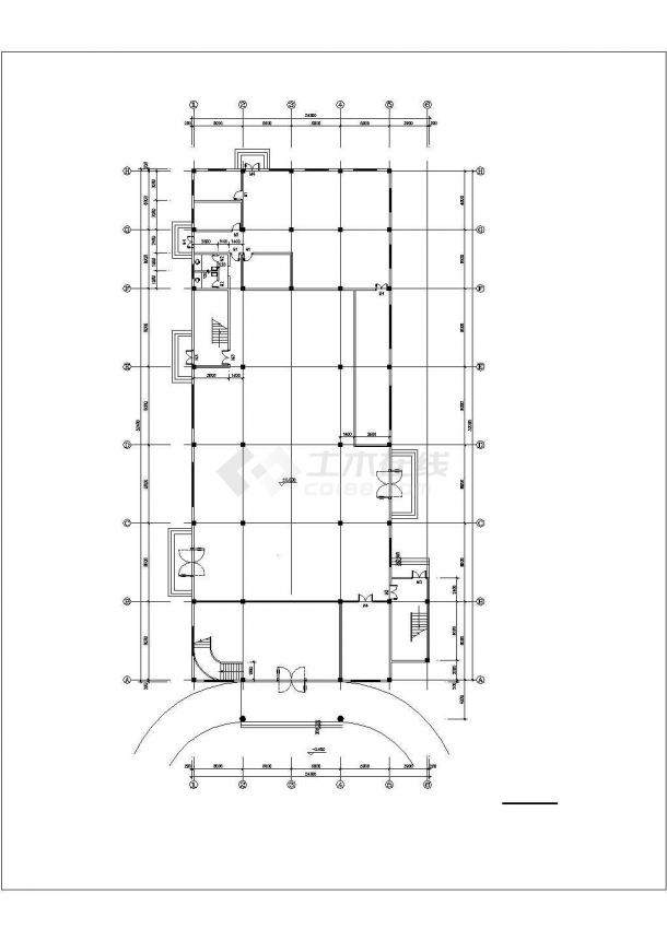 莆田市某实验中学4层框架结构学生食堂全套建筑设计CAD图纸-图一