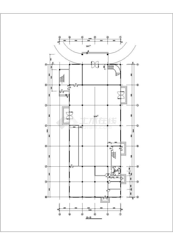 莆田市某实验中学4层框架结构学生食堂全套建筑设计CAD图纸-图二
