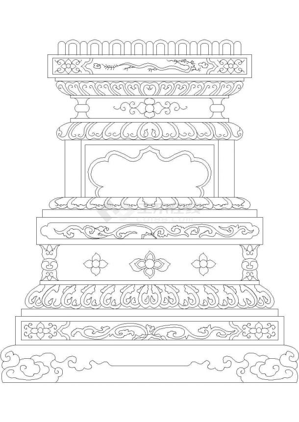 中式柱图块古建筑剖面CAD参考图-图二