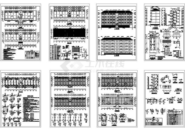 某中学五层砖混结构学生公寓楼设计cad全套建筑施工图（含设计说明，含结构设计）-图一