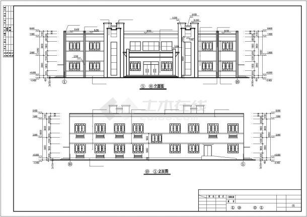 上海某工厂940平米2层砖混结构办公楼建筑设计CAD图纸-图一