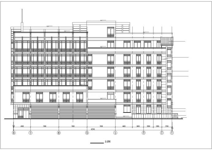 扬州市某市政单位3760平米6层框架结构办公楼建筑设计CAD图纸_图1