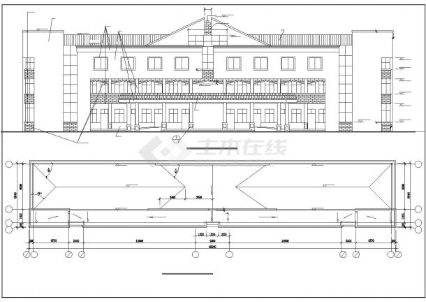 济宁市某单位1640平米3层框架结构办公楼建筑设计CAD图纸-图一