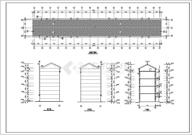 南昌市某工厂2000平米四层框架结构办公楼建筑+结构设计CAD图纸-图一