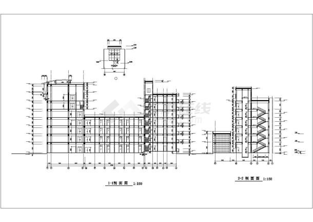 郑州某公司1.1万平米七层框架结构办公楼全套建筑设计CAD图纸-图二