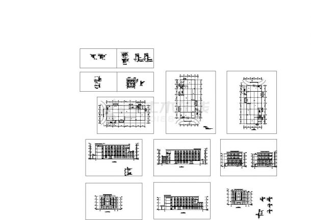 某地大学食堂全套建筑施工设计cad图（含首层平面图，立面图）-图一