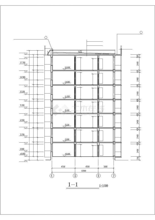 扬州市某现代化小区4300平米7层框架结构住宅楼建筑设计CAD图纸-图一