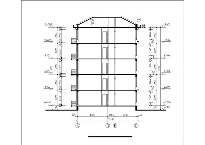 1700平米5+1层框混结构住宅楼建筑设计CAD图纸（含阁楼层）_图1