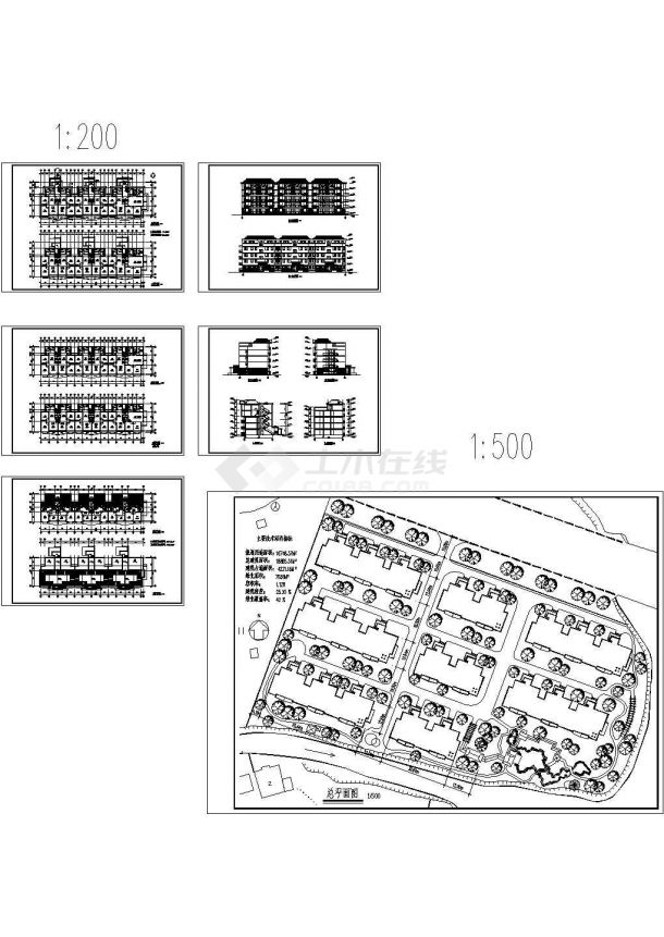 某大型社区多层公寓楼建筑设计cad全套施工图（含总平面规划图）-图一