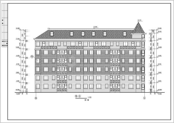 长沙市某小区2970平米6层砖混结构住宅楼全套建筑设计CAD图纸-图一