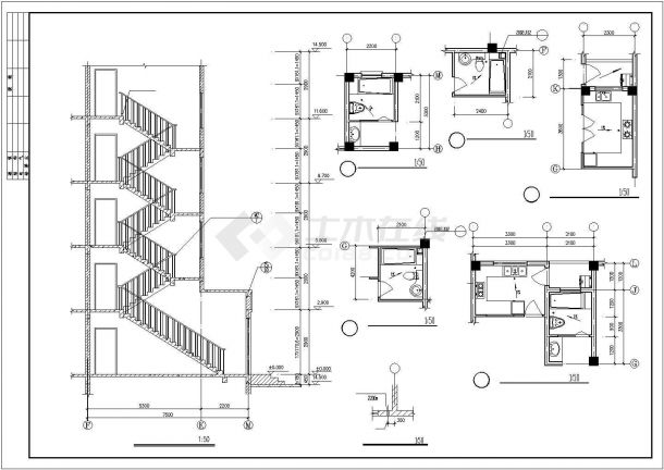 长沙市某小区2900平米左右五层砖混结构住宅楼建筑设计CAD图纸-图二