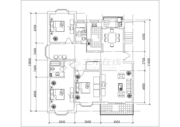 呼和浩特市某新建小区85-145平米左右的平面户型设计CAD图纸（共45张）-图一