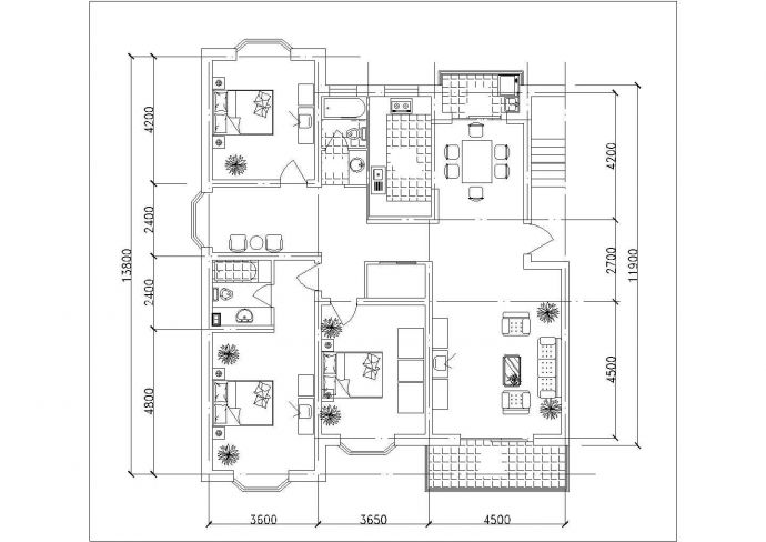 呼和浩特市某新建小区85-145平米左右的平面户型设计CAD图纸（共45张）_图1