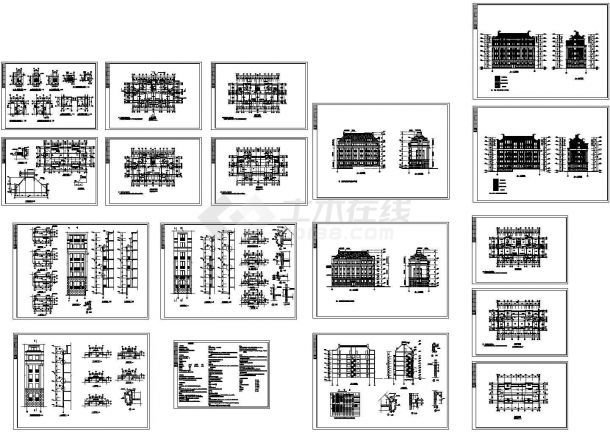 某小区五层加跃层砖混结构住宅楼建筑设计cad全套施工图（含设计说明）-图一