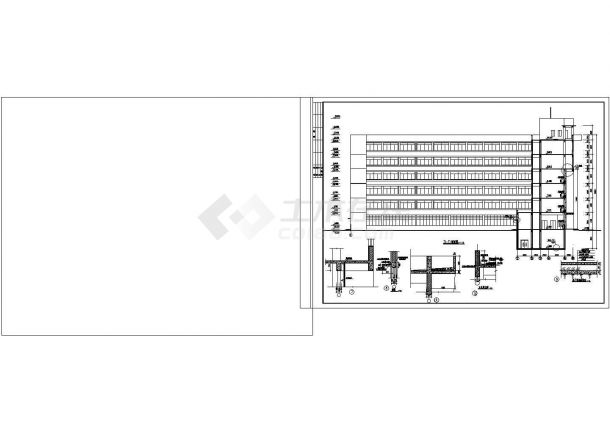 框剪结构商务楼建筑结构图CAD设计图图纸-图二