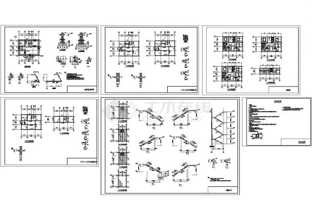 3层砌体农村住宅楼结构施工cad图纸设计-图二