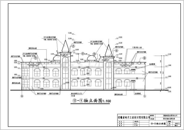 寿县某地三层幼儿园建筑设计施工CAD图-图一