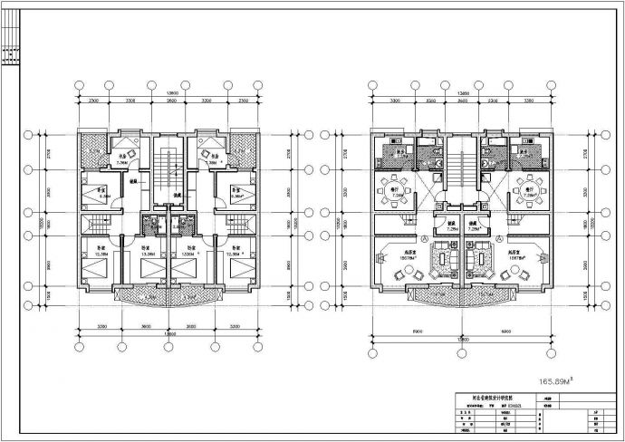 小区建筑一梯二户Loft式多层小高层166㎡设计skp图纸_图1