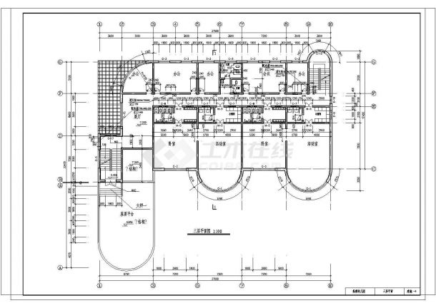 2252.5平米三层框混幼儿园工程量计算含建筑、结构CAD图-图二