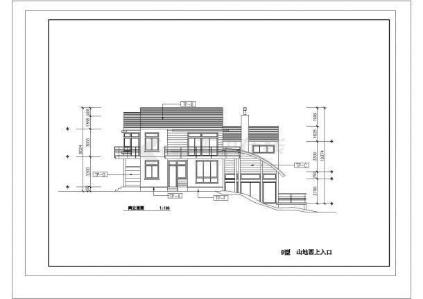 某市山地别墅B型方案CAD图纸-图一
