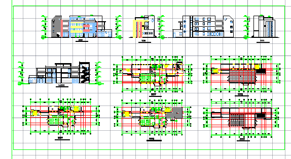 盐城某区幼儿园四层教学楼设计方案cad图纸，共9张_图1