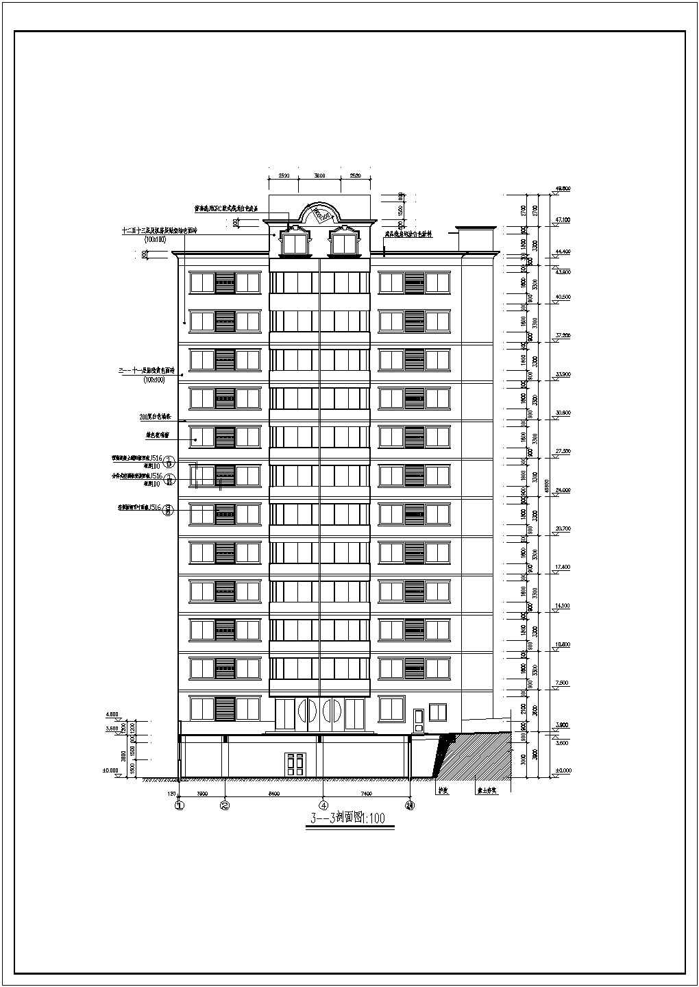 某地区高层宾馆标准间建筑全套设计施工CAD图纸