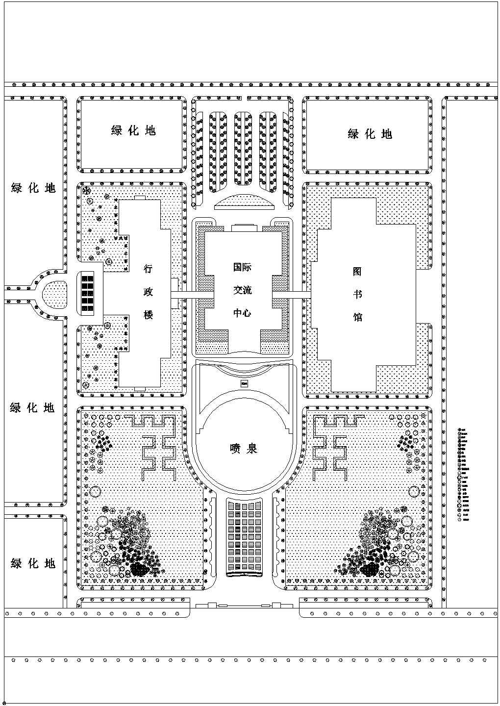 某校园周边环境绿化平面图