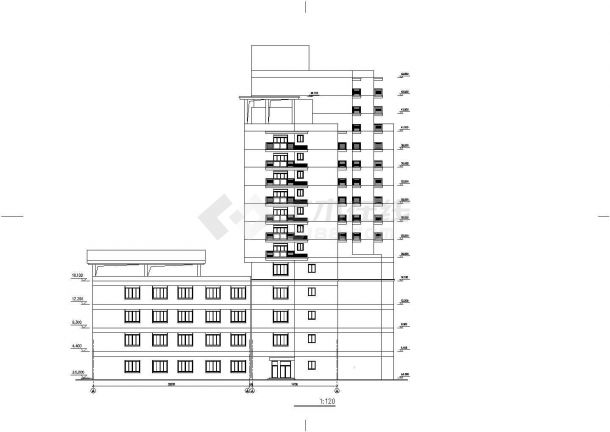 1.7万平米15+1层框架结构商住楼建筑设计CAD图纸（1-4层商用）-图一