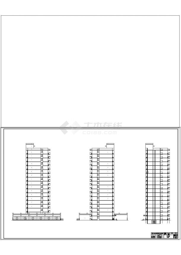 郑州某一栋三单元住宅建筑楼建筑CAD整套设计图(平立剖面)-图一