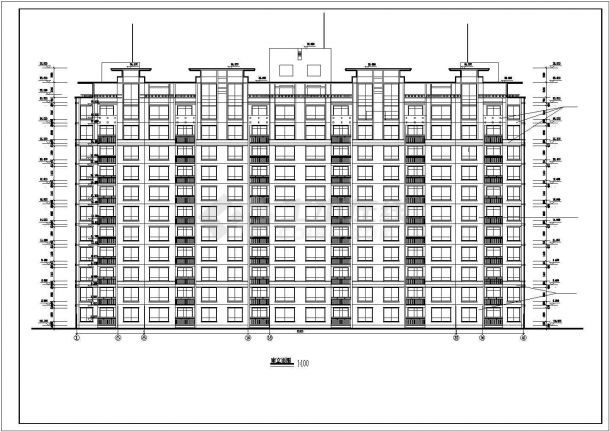 1.2万平米十一层框架结构住宅楼建筑设计CAD图纸（含地下车库层）-图一