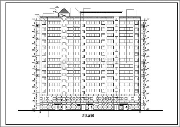 8900平米14层框架结构商住楼建筑设计CAD图纸（1-2层商用）-图一