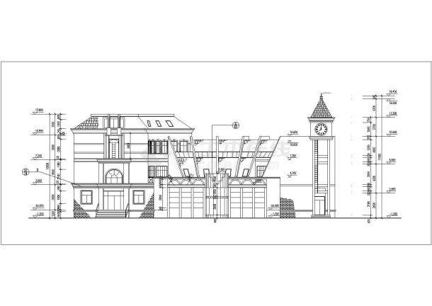 3200平米4层框混结构娱乐休闲会所建筑设计CAD图纸（含阁楼）-图二