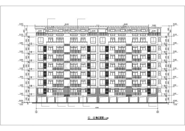 4100平米7层框架结构住宅楼建筑设计CAD图纸（不含阁楼层）-图二