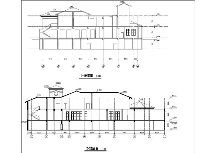 合肥市某商业街2700平米三层框混结构商务休闲会所建筑设计CAD图纸_图1