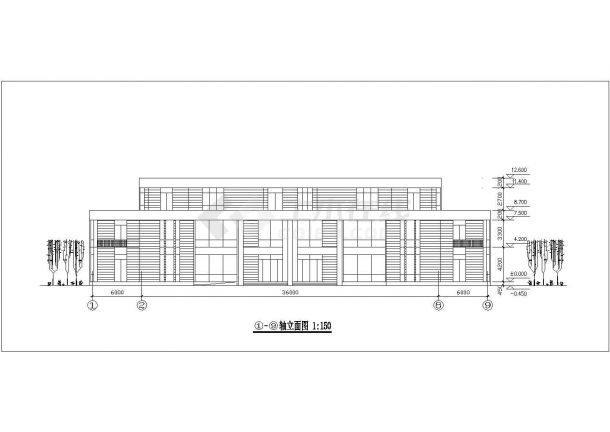 南昌市某度假区占地1850平米3层混合结构休闲会所建筑设计CAD图纸-图一