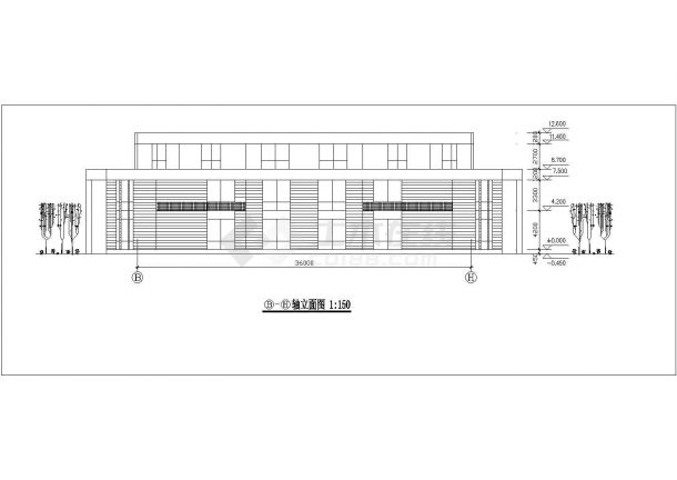 南昌市某度假区占地1850平米3层混合结构休闲会所建筑设计CAD图纸-图二