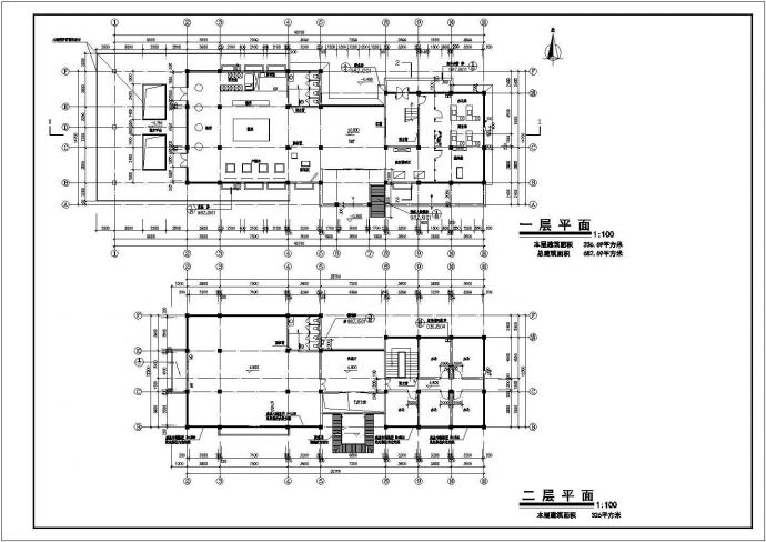 680平米2层框混结构休闲娱乐会所建筑设计CAD图纸（2套方案）_图1
