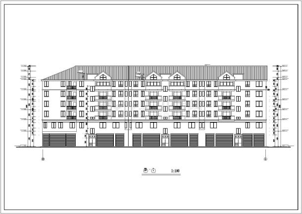 4960平米7层框混结构商住楼建筑设计CAD图纸（底层商用/含阁楼）-图一