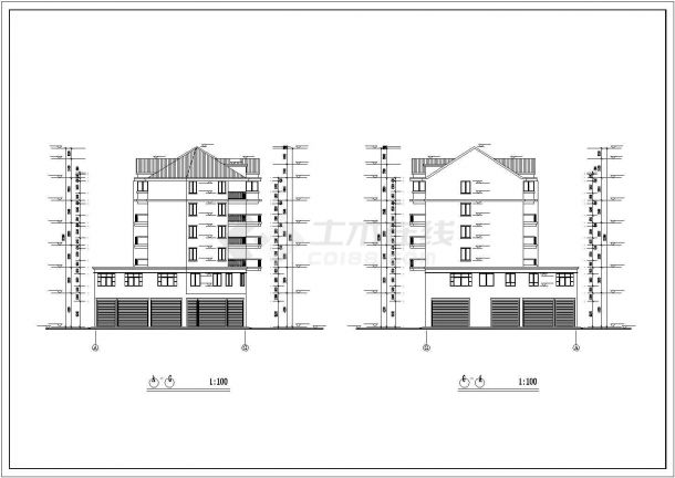 4960平米7层框混结构商住楼建筑设计CAD图纸（底层商用/含阁楼）-图二