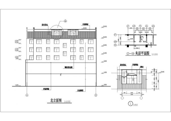 2300平米五层框架结构临街商住楼楼全套建筑设计CAD图纸_图1