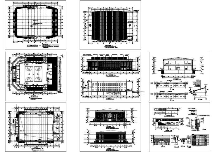 篮球体育馆施工图（地下室层平面图、一层平面图等）_图1