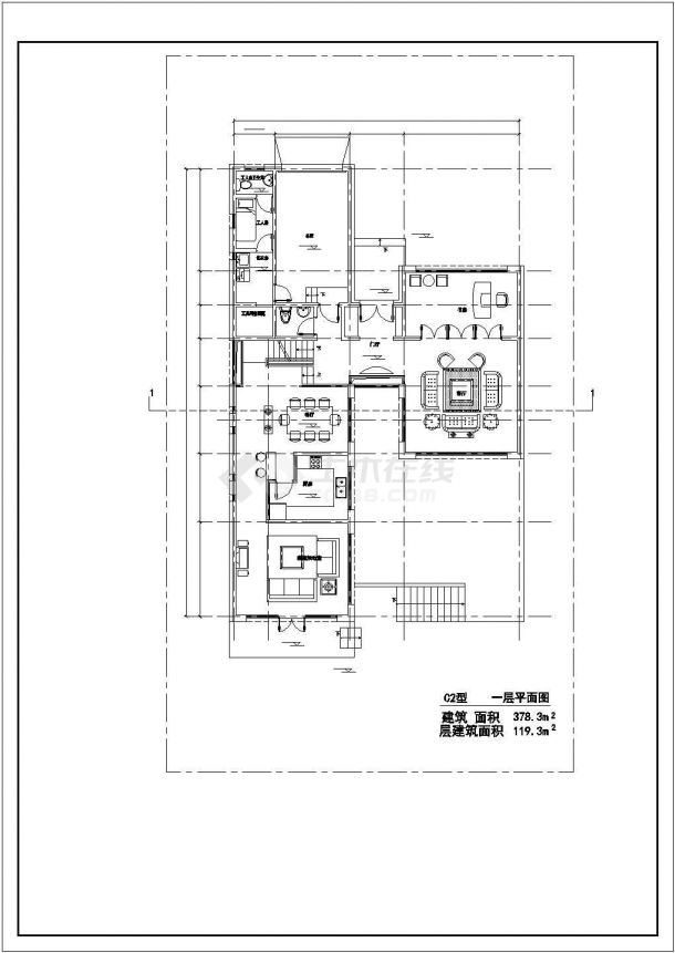 全套别墅CAD建筑设计图纸-图二