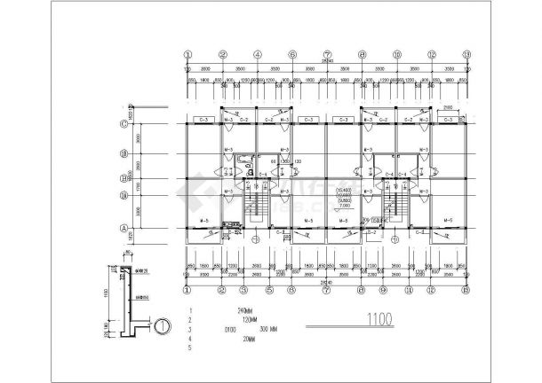 1900平米6层砖混结构住宅楼全套建筑+结构设计CAD图纸-图一