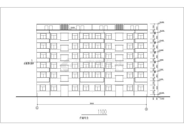1900平米6层砖混结构住宅楼全套建筑+结构设计CAD图纸-图二