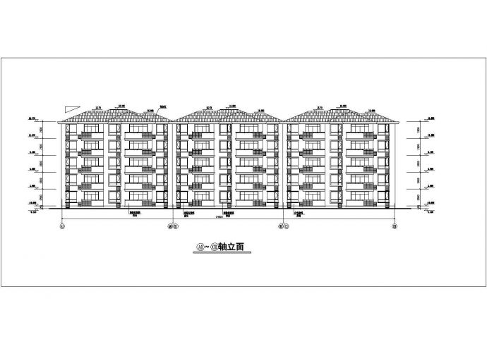 3500平米五层砖混结构并联式住宅楼建筑设计CAD图纸（1层6户）_图1