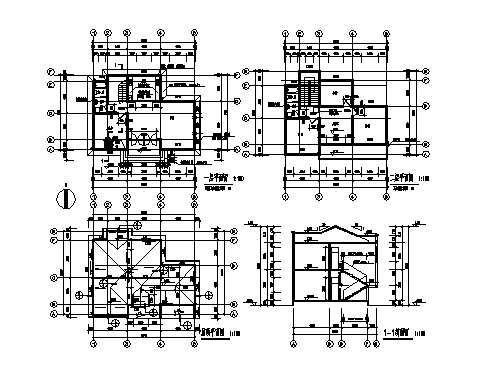 210平方米二层砖混结构别墅建筑施工cad图(含五套设计图，共三十三张)-图二