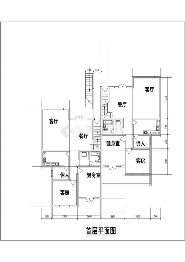 广州市某小区4层砖混结构联排住宅楼建筑设计CAD图纸（6套方案）-图二