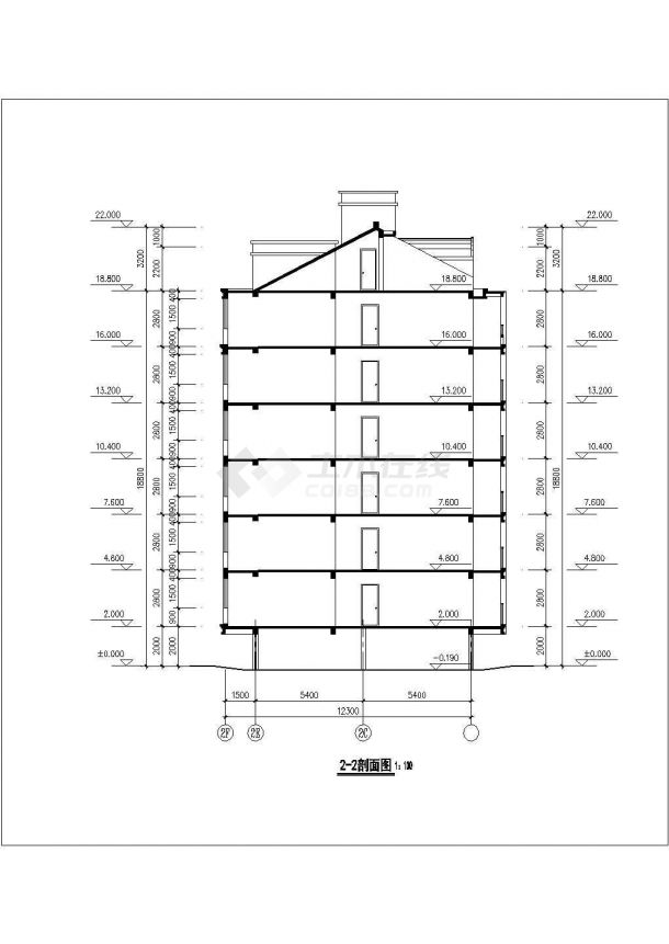 沈阳某小区6层框架结构住宅楼建筑设计CAD图纸（不含阁楼和半地下室）-图二